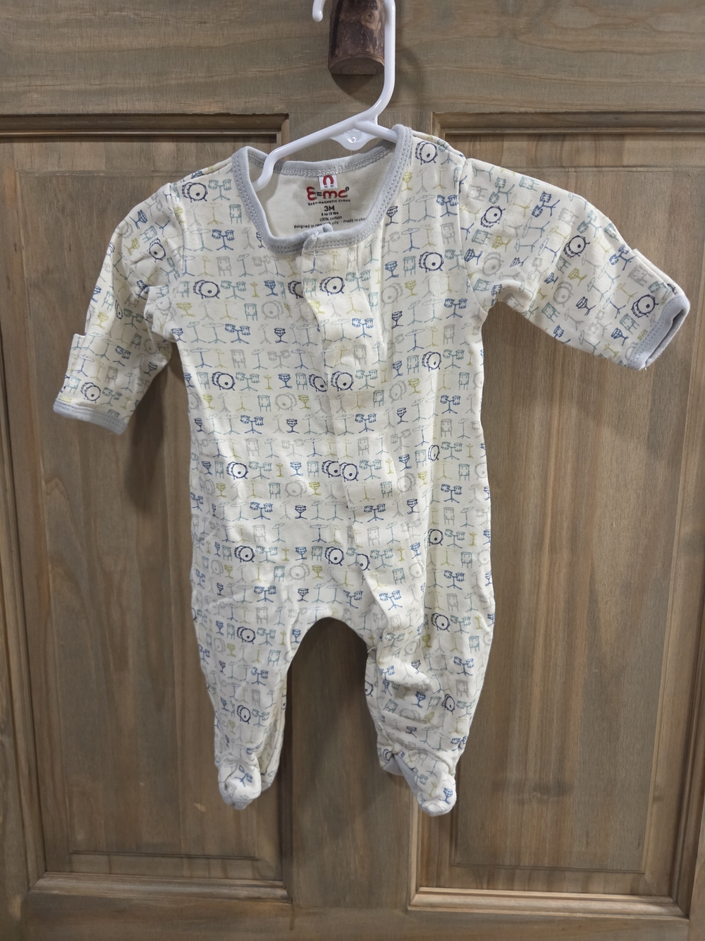 **BUNDLE & SAVE** E·m·c Cream Printed Footed Drum Print Magnetic One-Piece